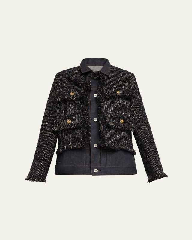 Tweed Denim Hybrid Utility Jacket